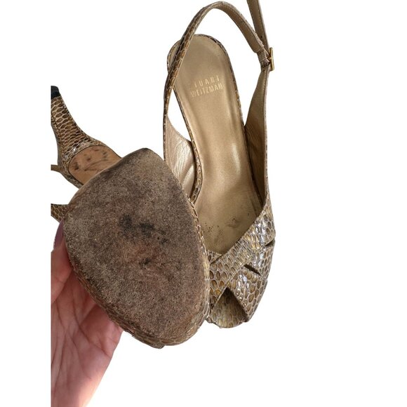 STUART WEITZMAN Leather Animal Print Slingback Heels Size 7 - Picture 6 of 7